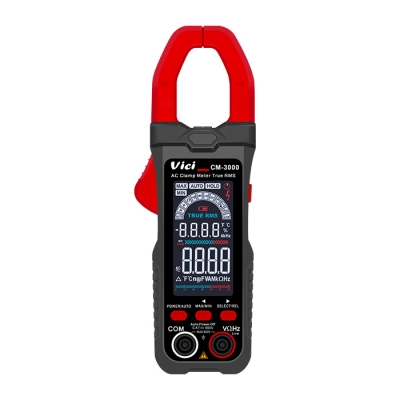 CM-3000 Large color screen smart clamp meter, AC current meter, automatically identifies measurements, AC Max 800A, True RMS, NCV, Capacitance, Frequency, Duty-cycle, Temperature, Live tests; with Backlight, Data hold, Clamp lighting functions and ma