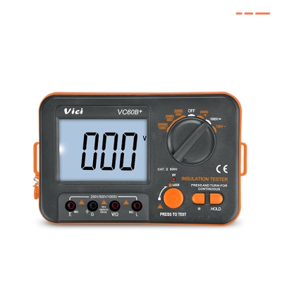 VC60B+ 绝缘电阻测试仪，具有高压、输入短路声光报警，交直流电压，电阻、通断测量。